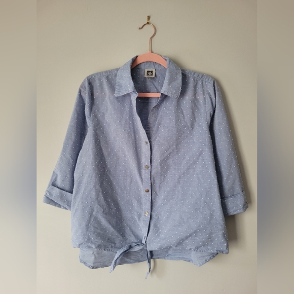 Anne Klein Swiss Dot Button Up - Picture 1 of 5